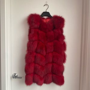 Polar fox real fur sleeveless vest jacket